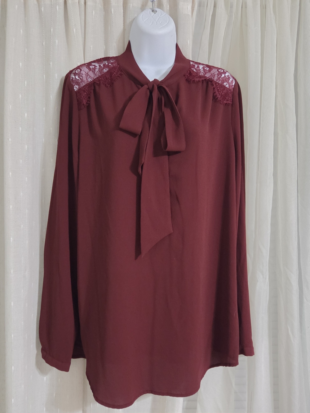 Mossimo Supply Co. Burgundy Lace Shoulder Blouse